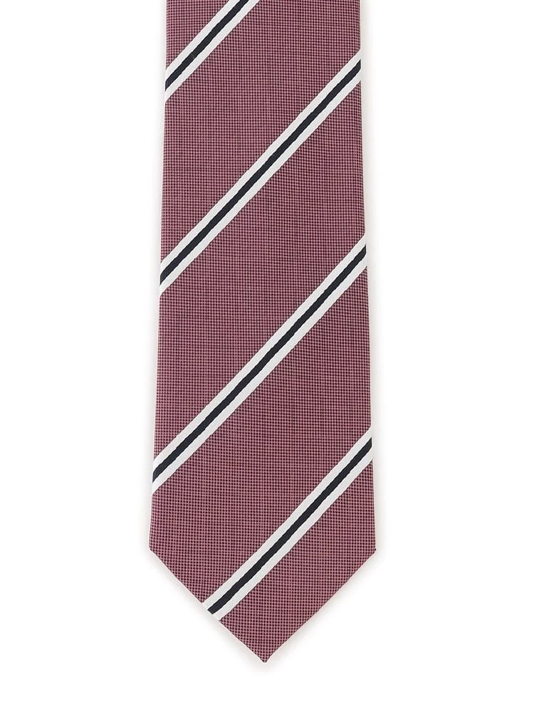 ピンク レギュラーネクタイ ストライプ ピンク/ブラウン/ネイビー