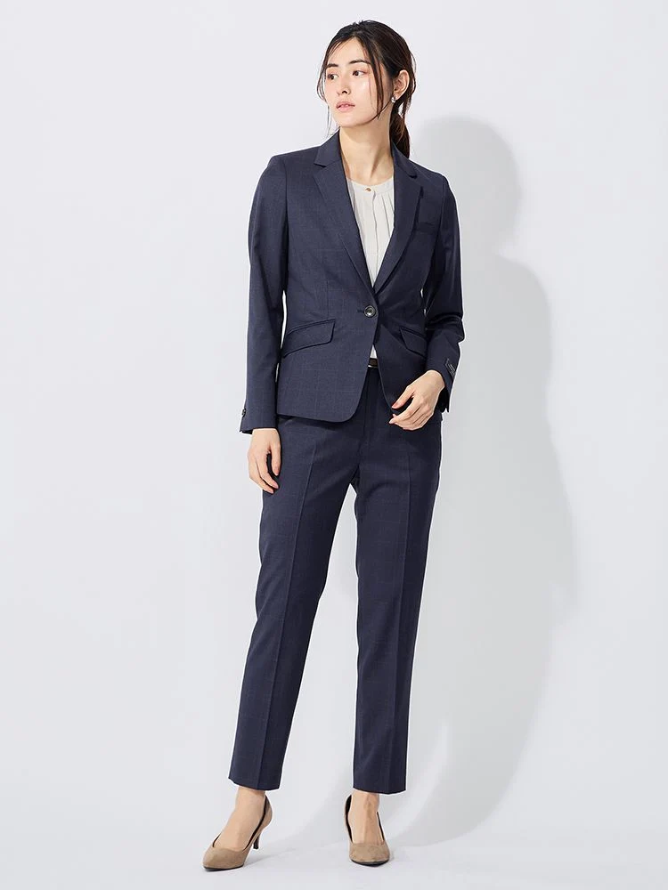 ネイビー インポート【REDA】スーツ テーラードジャケット チェック柄