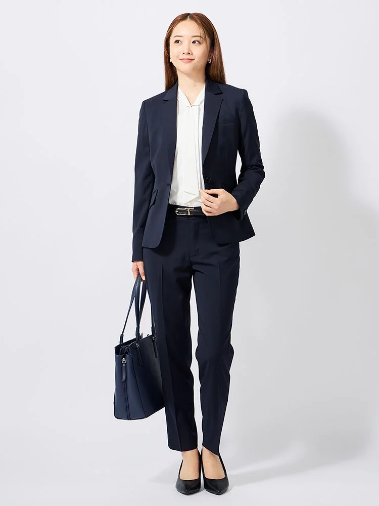 ブラック ラク美スーツ テーパードパンツ ブラック/ネイビー | P.S.FA
