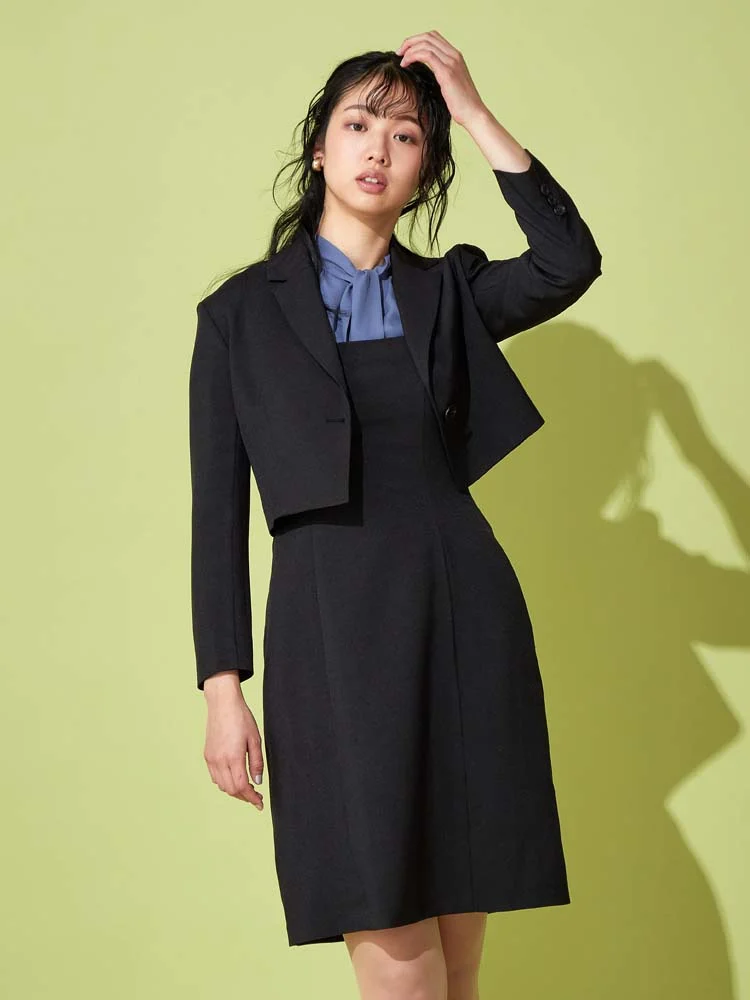 ブラック ボレロ風 ショート丈ジャケット ブラック/千鳥 | P.S.FA公式通販