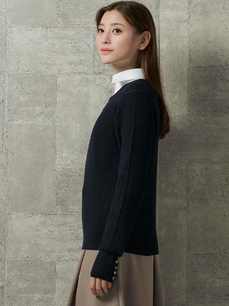 オフホワイト イタリー糸 ミニケーブルニット オフホワイト/イエロー