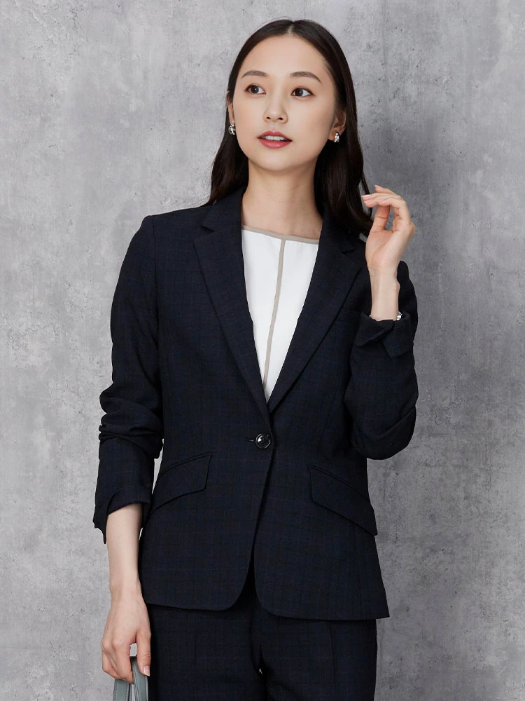 ブラウン グレンチェックスーツ ジャケット ネイビー/ブラウン | P.S.