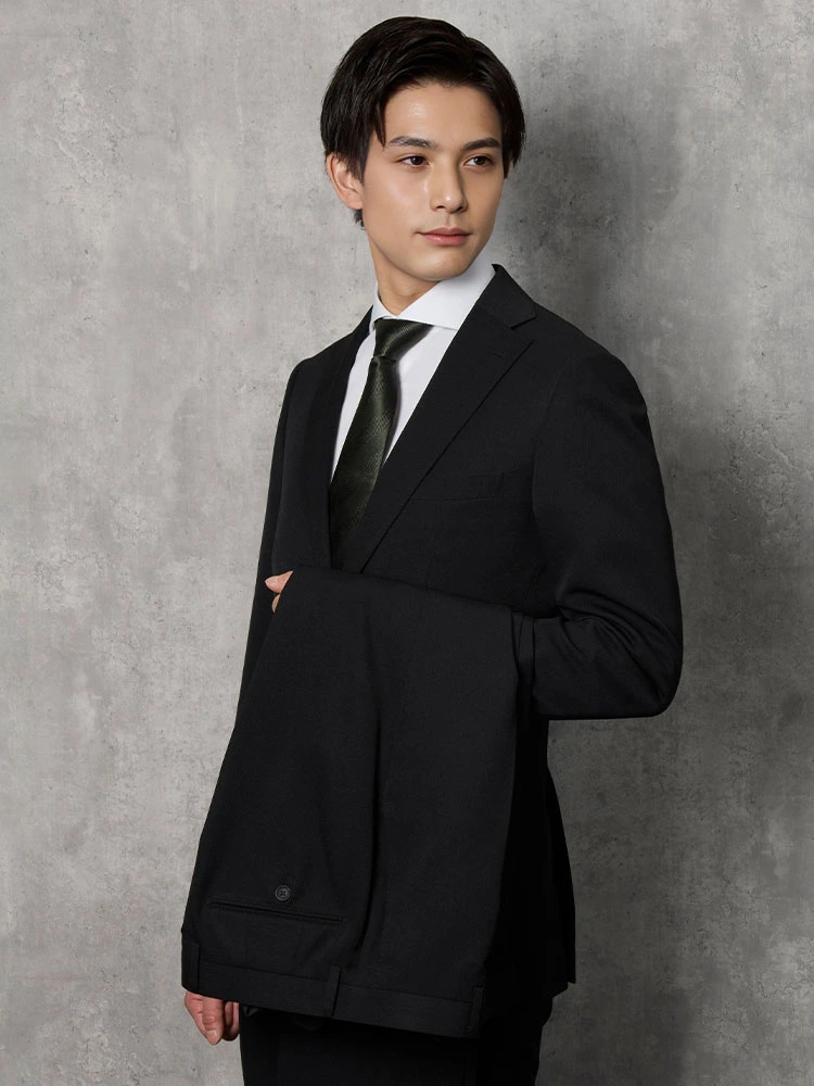 上下洗える】ツーパンツスーツ【クラシコ】ストライプ ブラック | P.S.