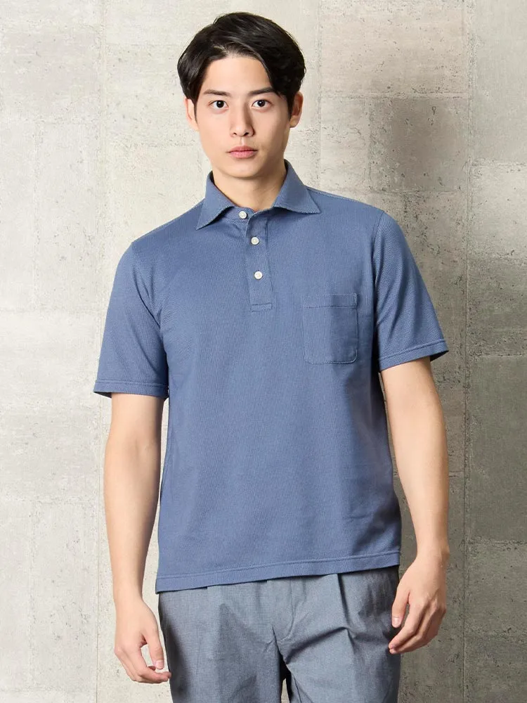 ネイビー 鹿の子ドット柄 ポロシャツ ブラック/ブルー/ネイビー | P.S.