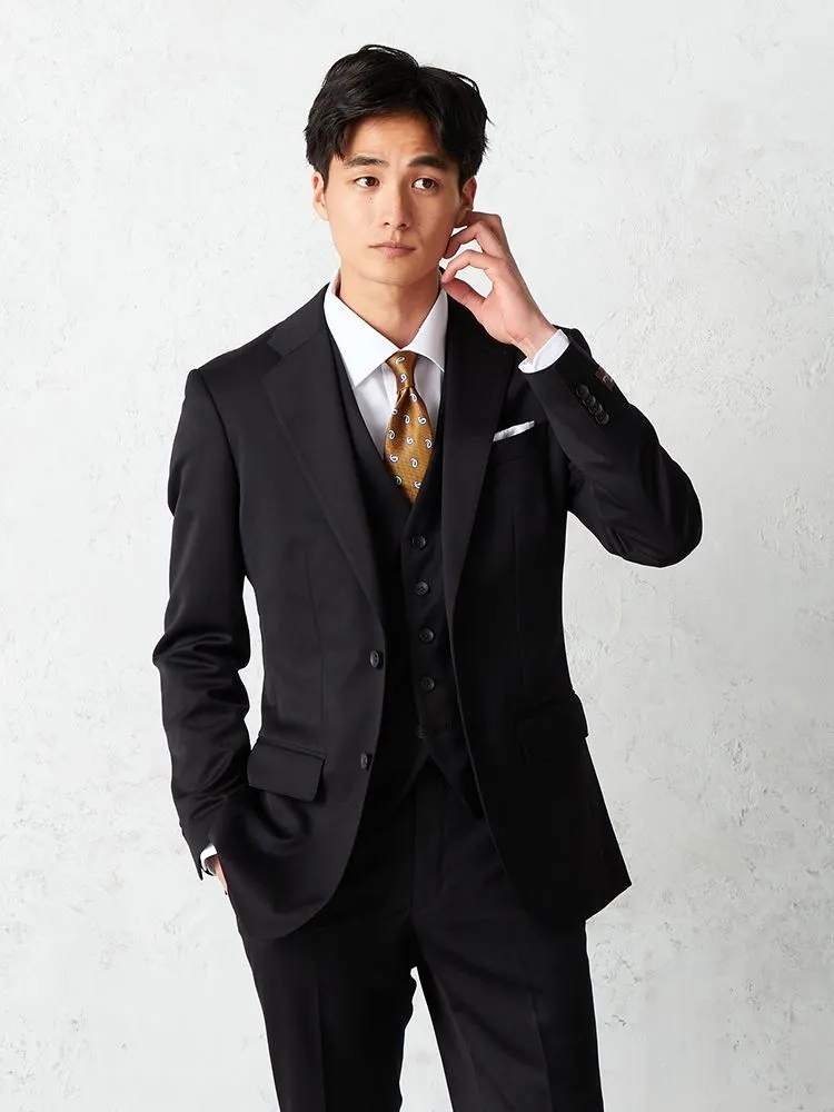 ブラック 【パンツウォッシャブル】ベネシャン スリーピーススーツ