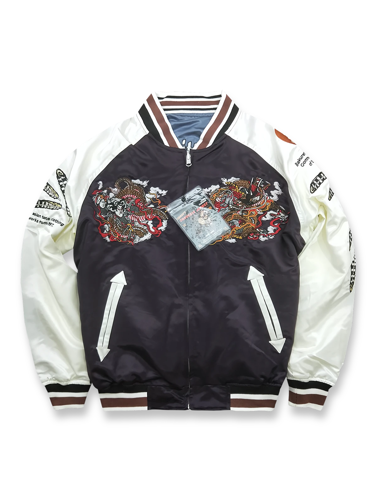 リバーシブル赤鬼 青龍 刺繍 シルク スカジャン -PESSOA CLUB