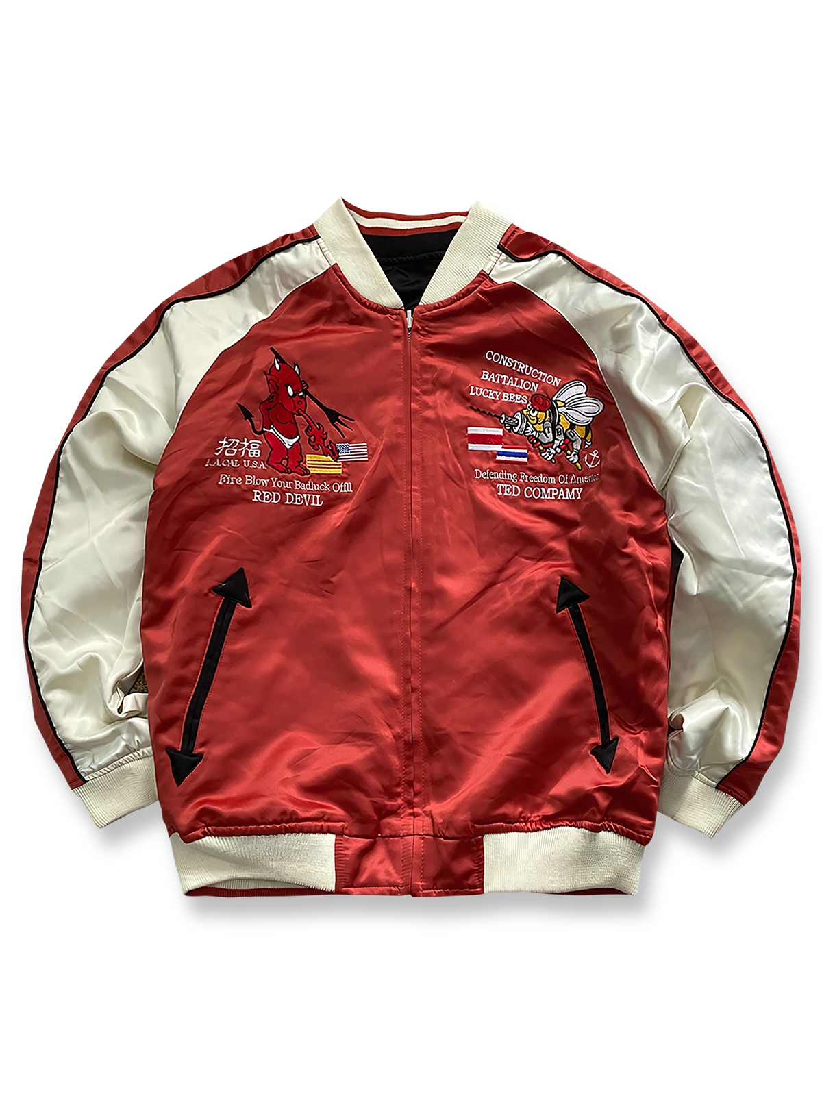 リバーシブル テッドマン 着物ギタリスト 刺繍 スカジャン -PESSOA CLUB