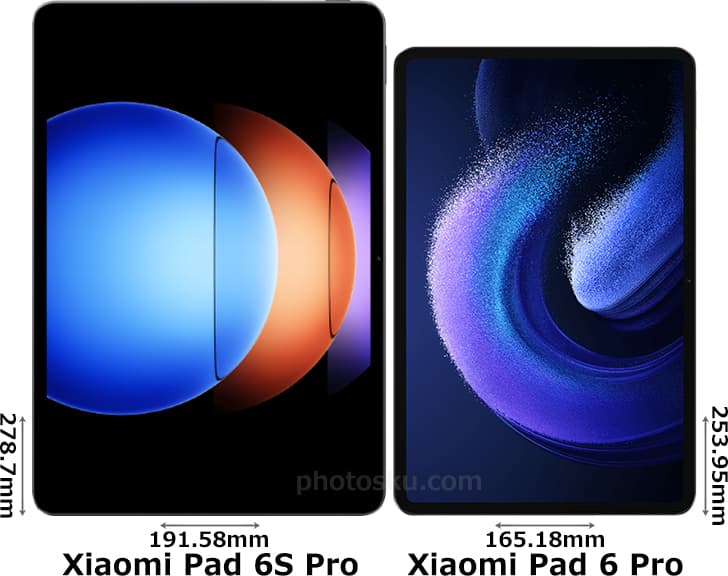 Xiaomi Pad 6S Pro」と「Xiaomi Pad 6 Pro」の違い - フォトスク