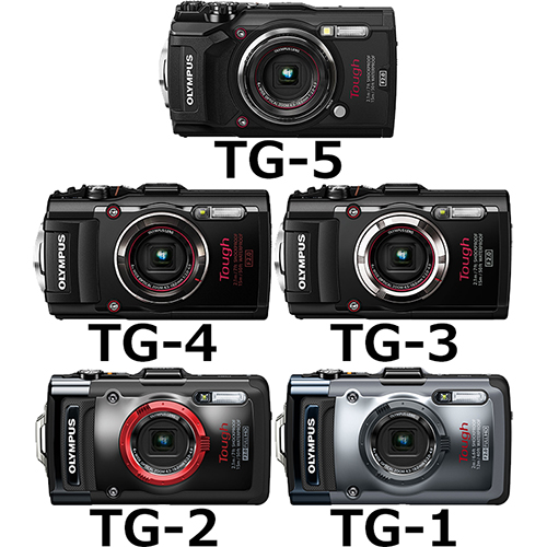 歴代OLYMPUS TG Toughシリーズ(TG-5、TG-4、TG-3、TG-2、TG-1)の違い