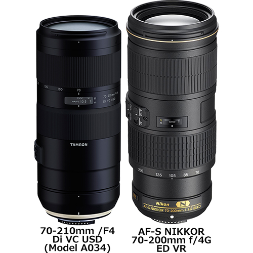 70-210mm F4 Di VC USD」と「AF-S NIKKOR 70-200mm f4G ED VR」の違い