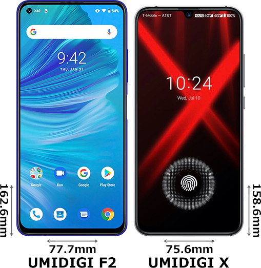 UMIDIGI F2」と「UMIDIGI X」の違い - フォトスク