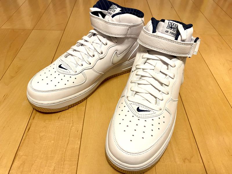 NIKE AIR FORCE 1 MID QS WHITE/WHITE-MIDNIGHT NAVY-GUM YELLOW 21FA