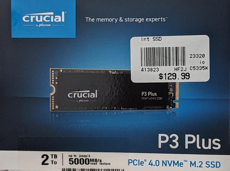 Crucial P3 Plus 2TB 3D NAND Flash PCIe Gen 4 x4 NVMe M.2 Internal