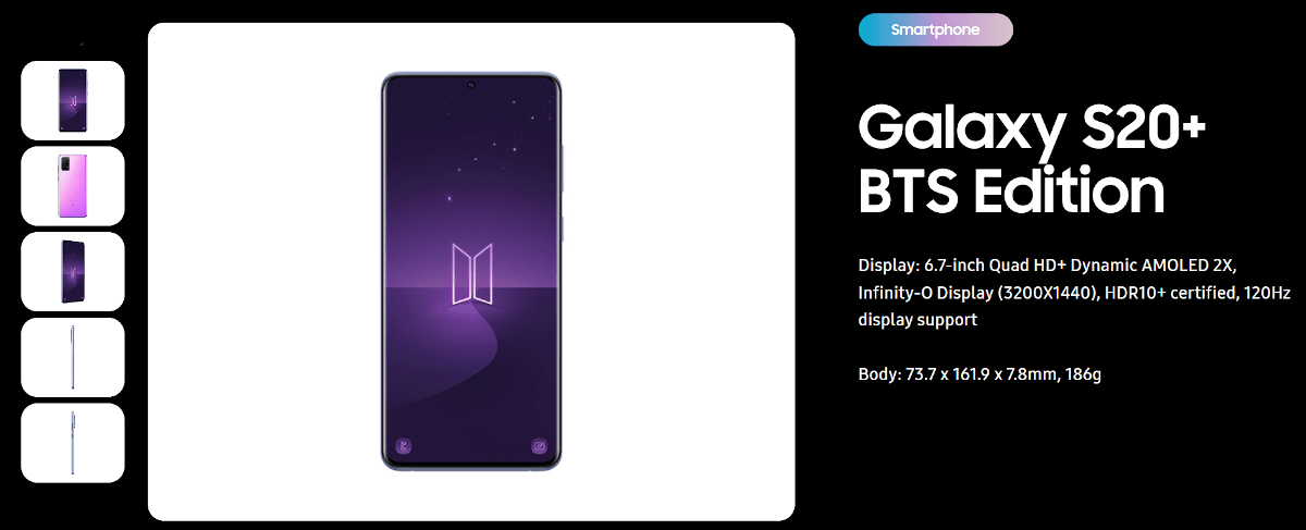 Galaxy S20+ BTS Editions 発表、人気グループBTSとのコラボ限定モデル