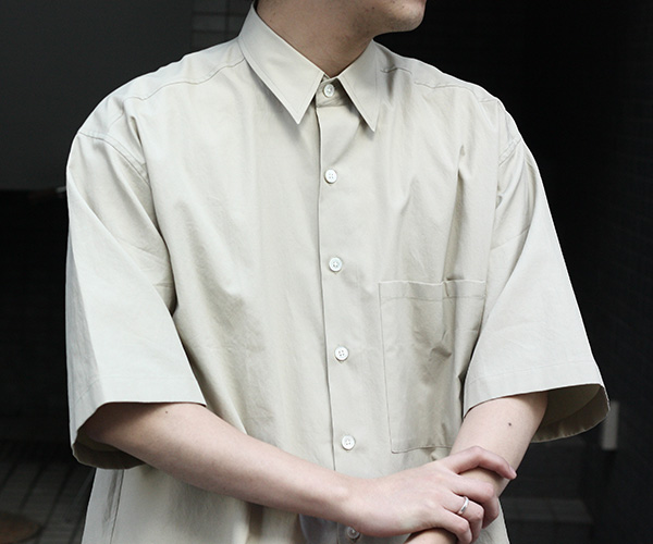 AURALEE ハーフスリーブウォッシュドフィンクスツイルビッグシャツ