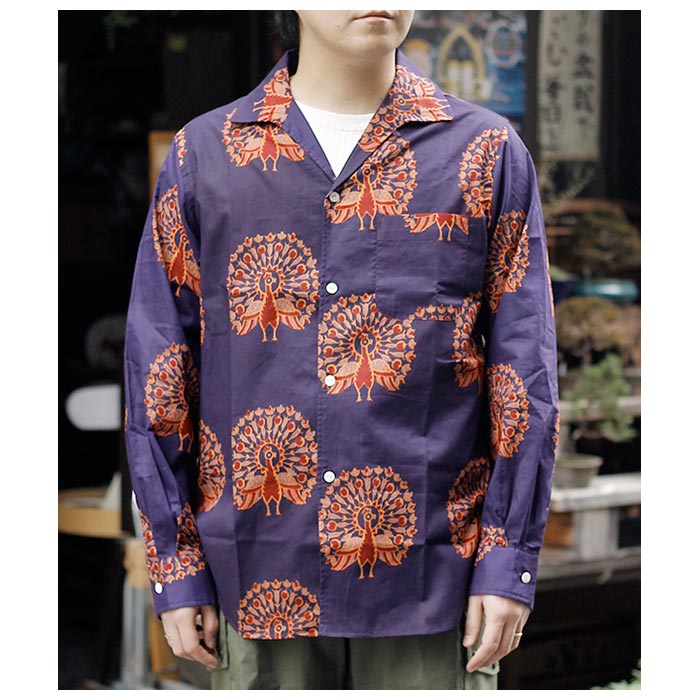 ニードルズ NEEDLES イタリアンカラー シャツ プリントコットン ローン