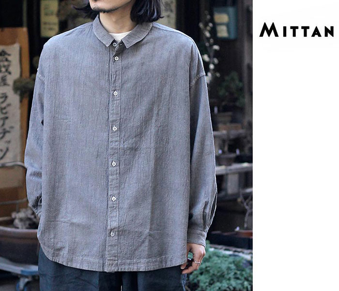 ミッタン MITTAN 綿絹楊柳ビッグシャツ（ベンガラ染）COTTON SILK