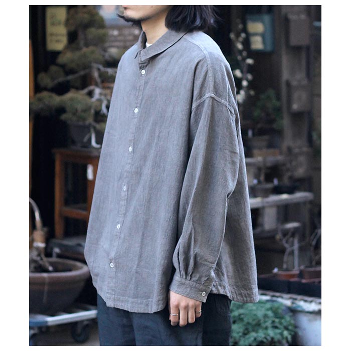 ミッタン MITTAN 綿絹楊柳ビッグシャツ（ベンガラ染）COTTON SILK