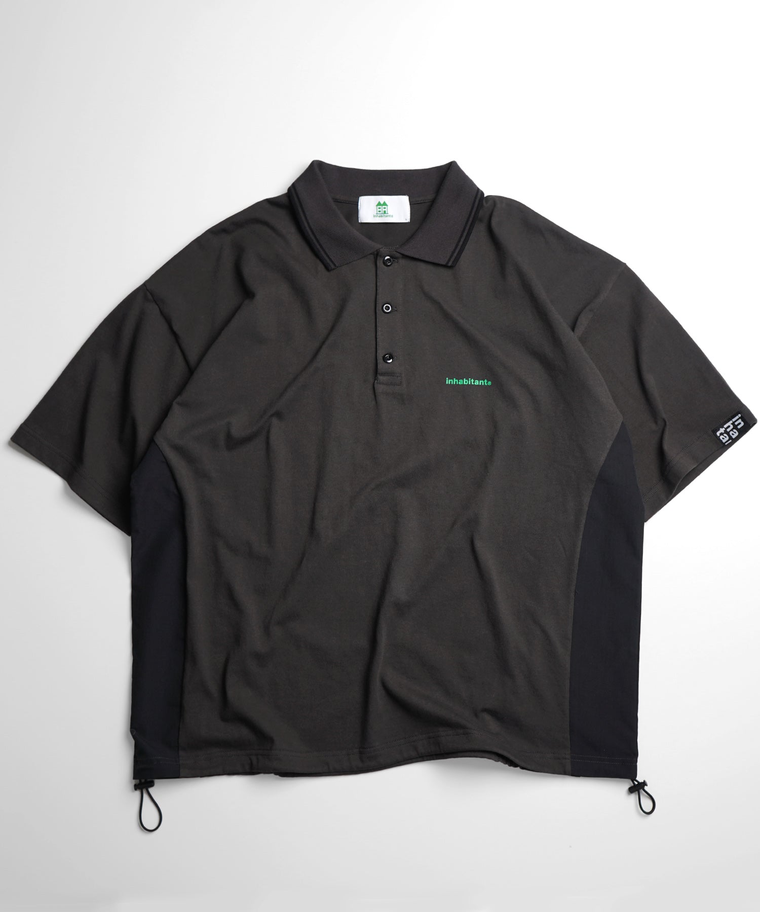 Men's] Oversized One-Point Print Short Sleeve Polo Shirt / inhabitant