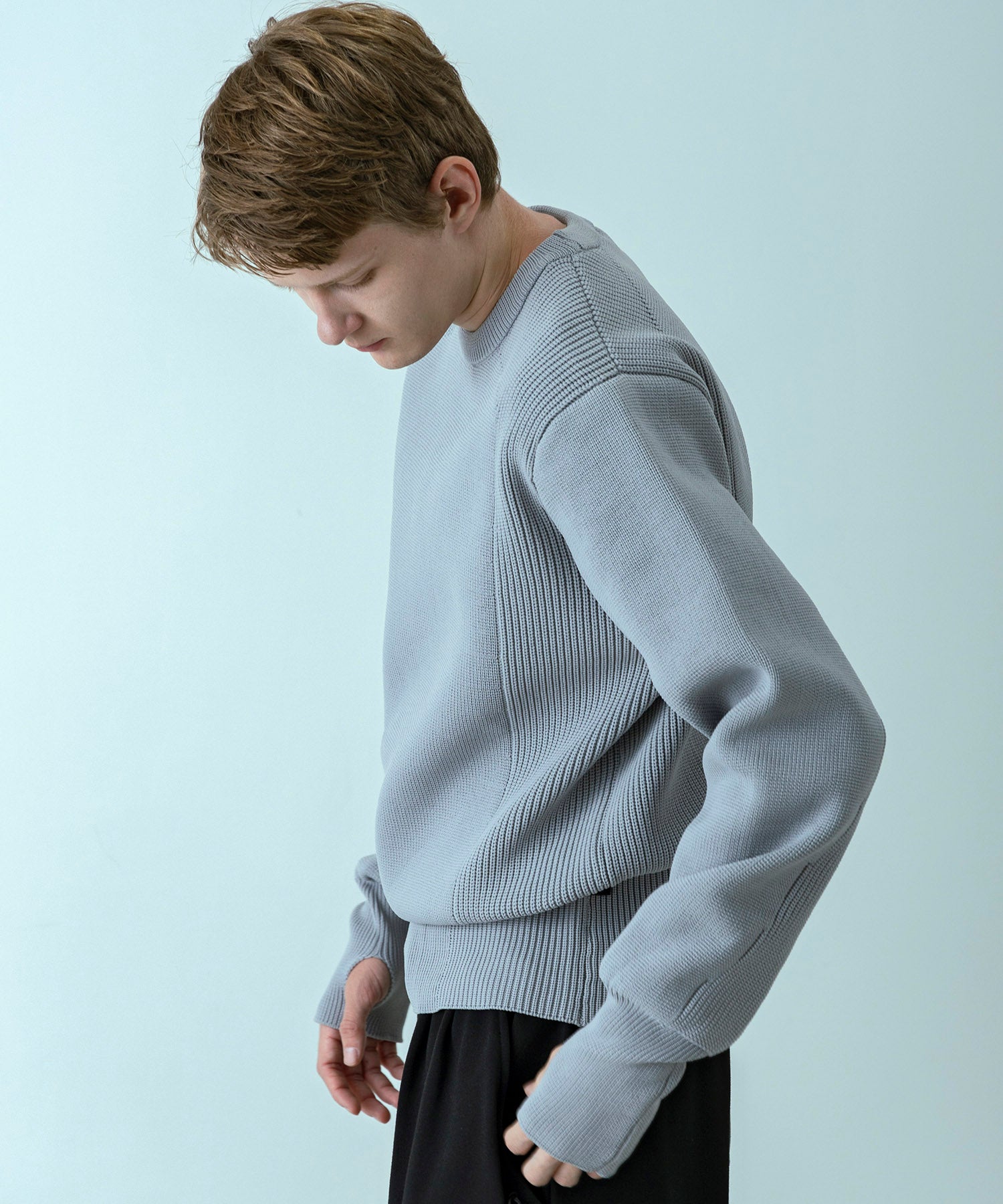MENS】HYBRID KNITTED LONG RIB PULL OVER ハイブリッドニット