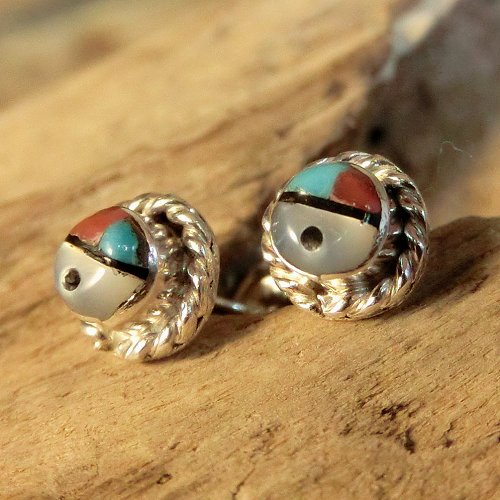 ズニ族：サンフェイス インレイ ピアス - PINE☆FIELD（パインフィールド）