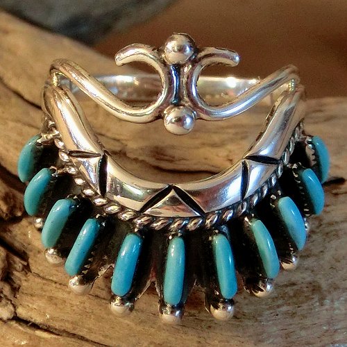 ズニ族：ターコイズ ニードルポイント リング 11号 - PINE☆FIELD