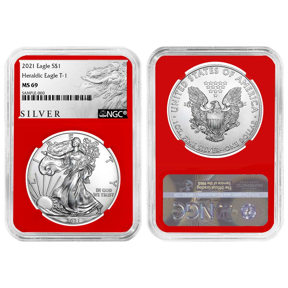 2021 $1 Type 1 American Silver Eagle NGC MS69 ALS Label Red Core