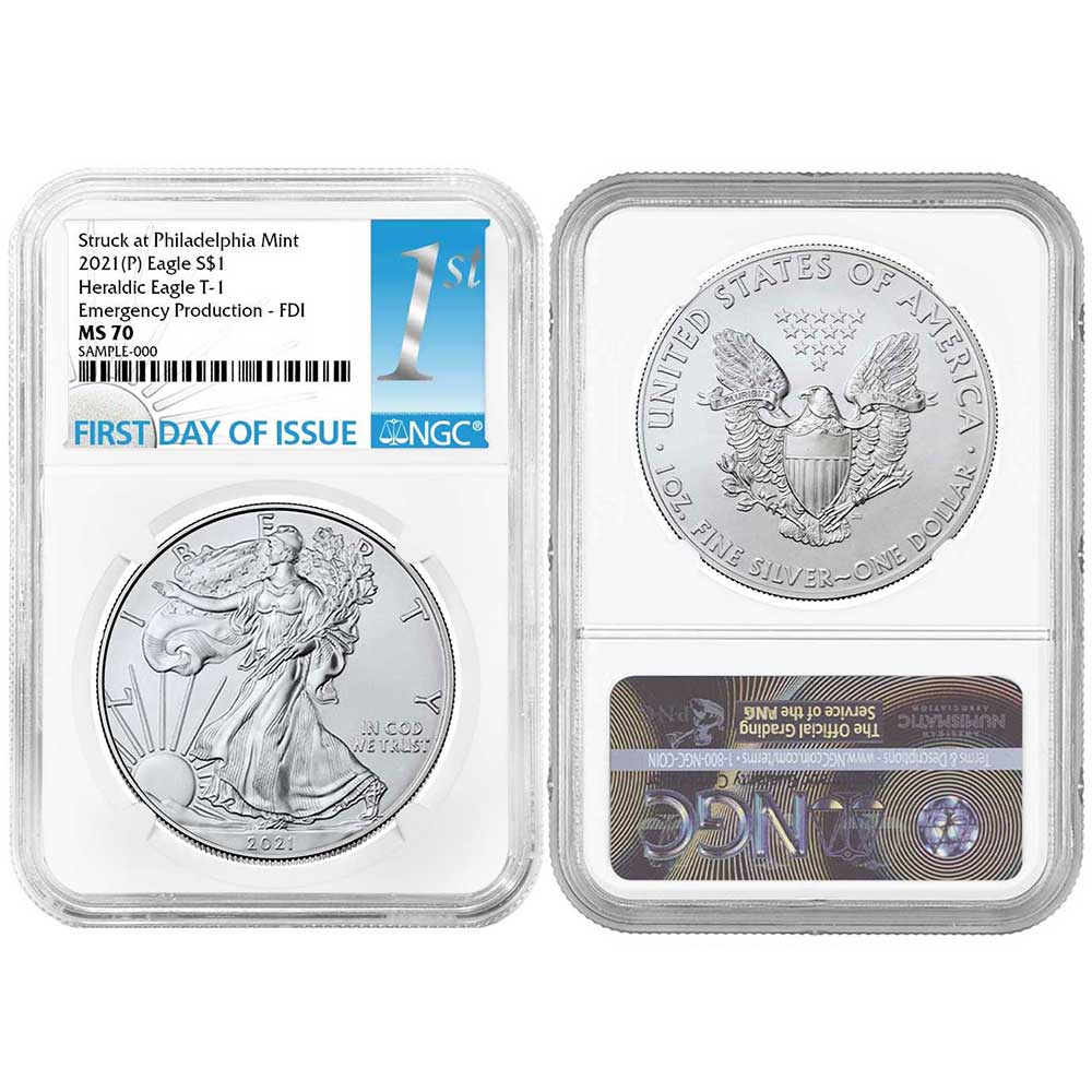 2021 (P) American Silver Eagle MS70 Emergency FDI First Label