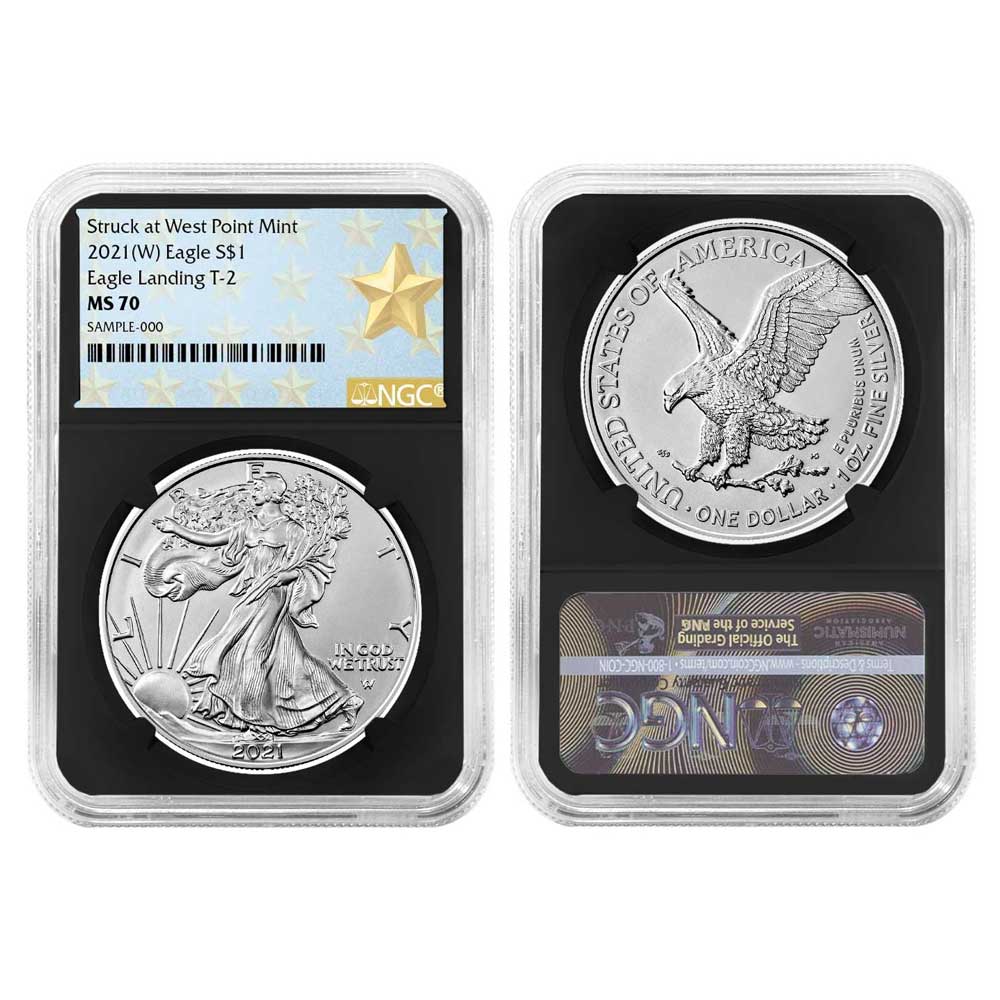 2021 (W) $1 Type 2 American Silver Eagle NGC MS70 West Point Star