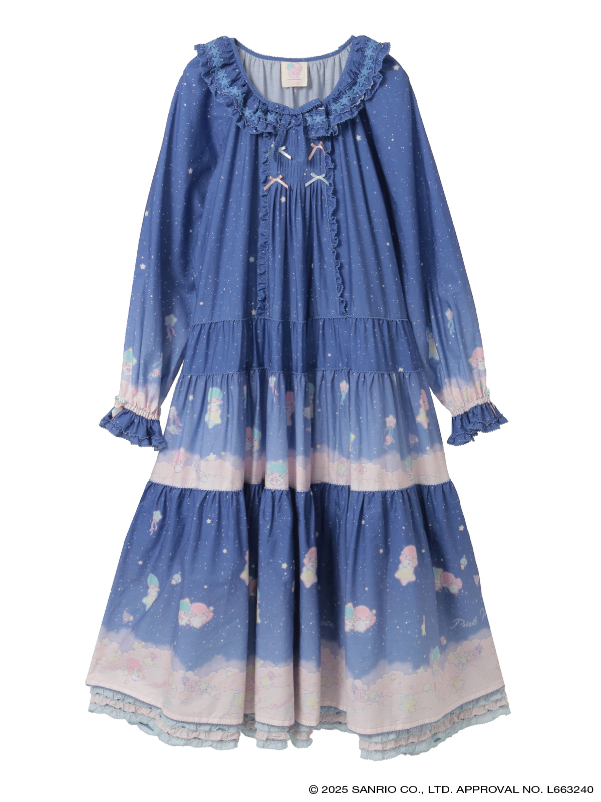 Little Twin Stars×PINK HOUSE A Starry Night Wish柄ミディワンピース