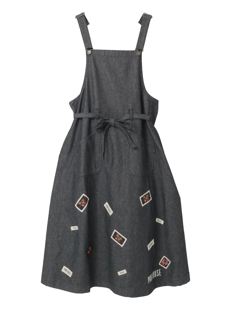 ネームワッペン使いデニムサロペットワンピース｜ピンクハウス