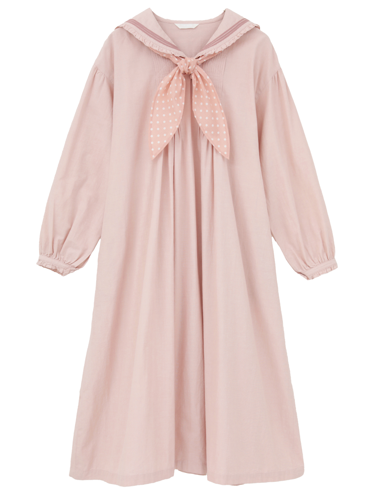 水玉スカーフ付きダンガリーセーラーワンピース｜ピンクハウス