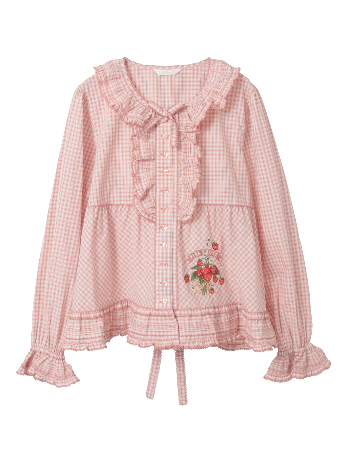 苺ブーケ刺繍入りオリジナルチェックブラウス｜ピンクハウス