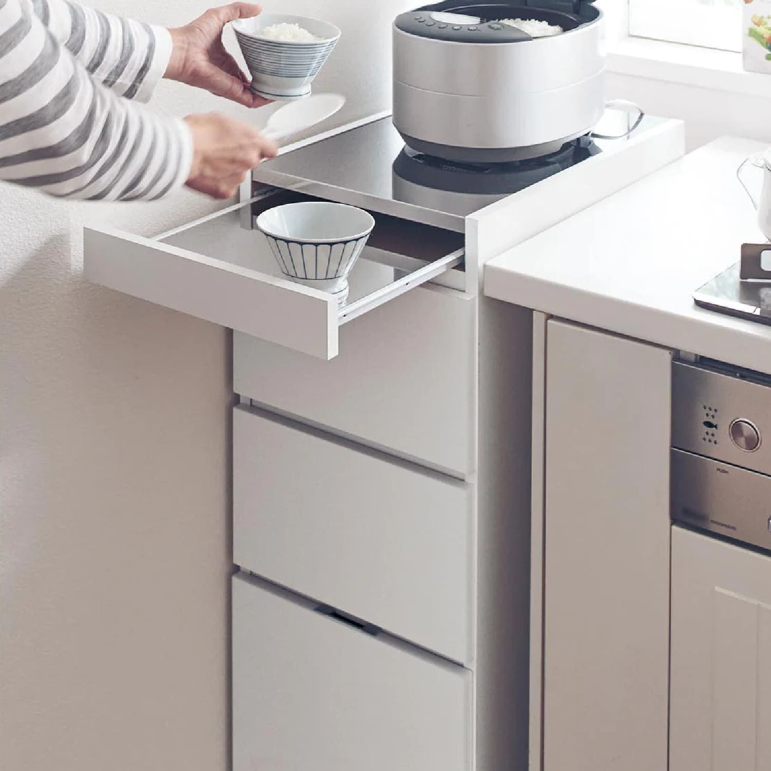 6104 ステンレス天板シンクサイド収納庫3段 幅200 6104 ステンレス天板