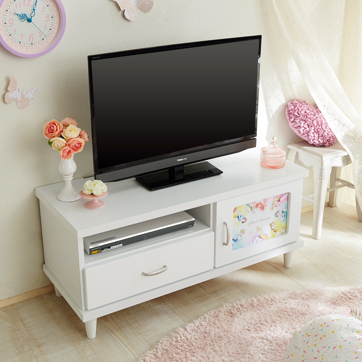 リバーシブル柄のテレビ台「ディズニープリンセス」（ディズニー