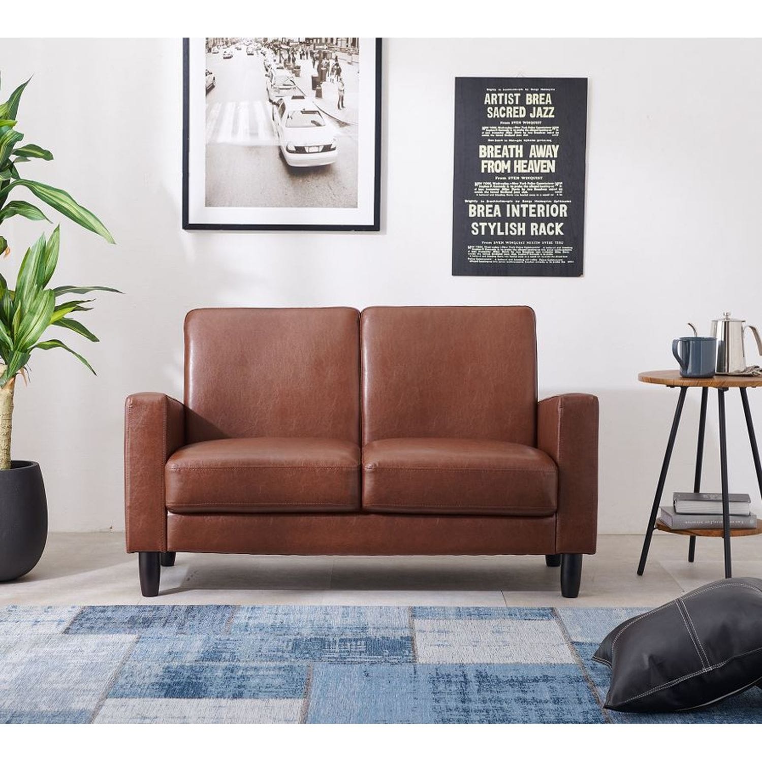 合皮のシンプルソファー ＜2人掛けコンパクト＞｜通販のベルメゾンネット