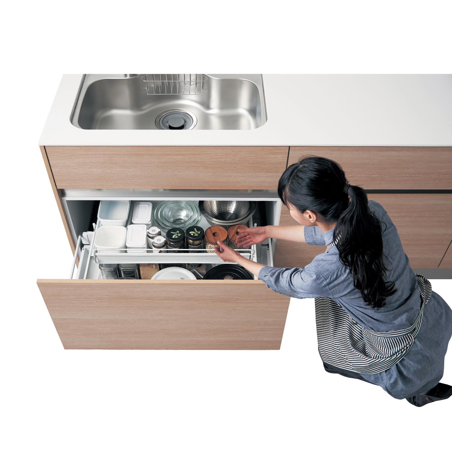 キッチン引き出し用スライドラック（シンク下収納/コンロ下収納