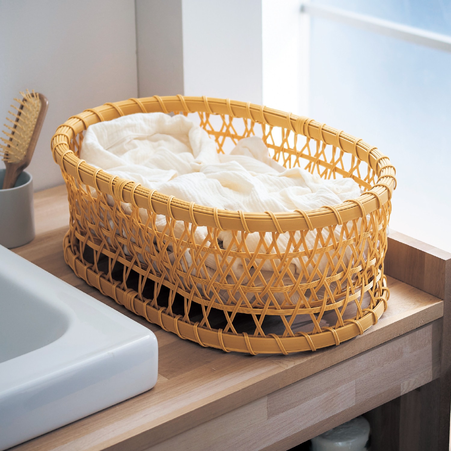 洗える竹編み風 収納かご （収納ボックス/バスケット/小物収納）｜通販
