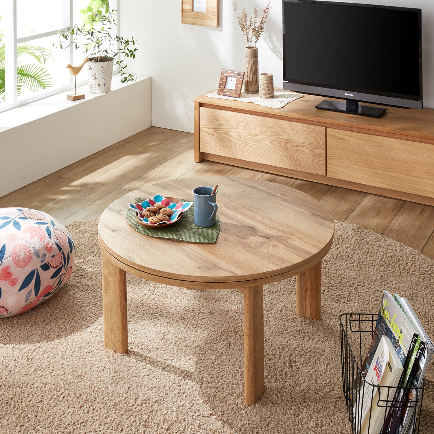 折りたたみ式コンパクト円形こたつテーブル ＜直径75cm＞｜通販の