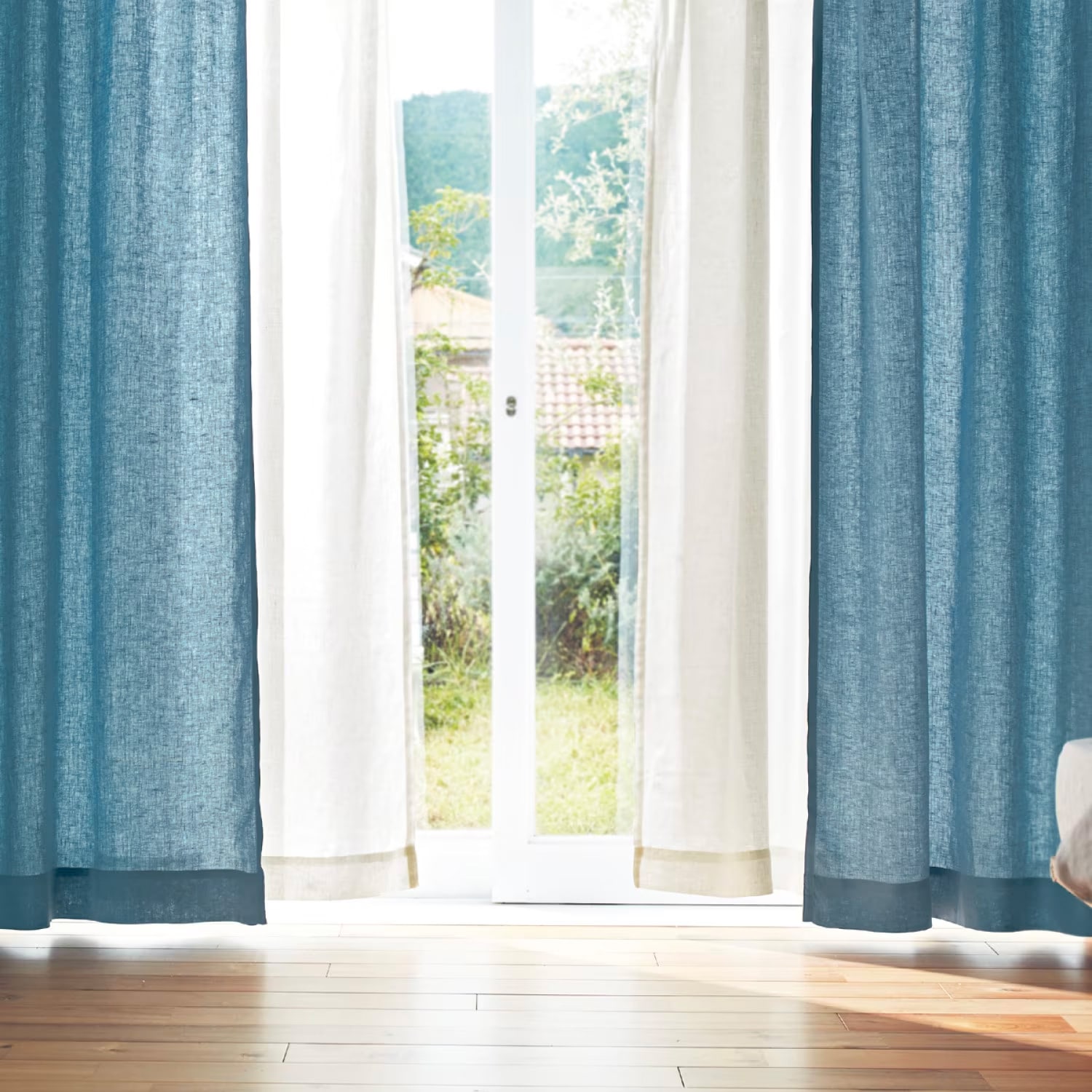 在庫限りのお買得】 【旧タイプ】フレンチリネンカーテン ＜約100×90×2