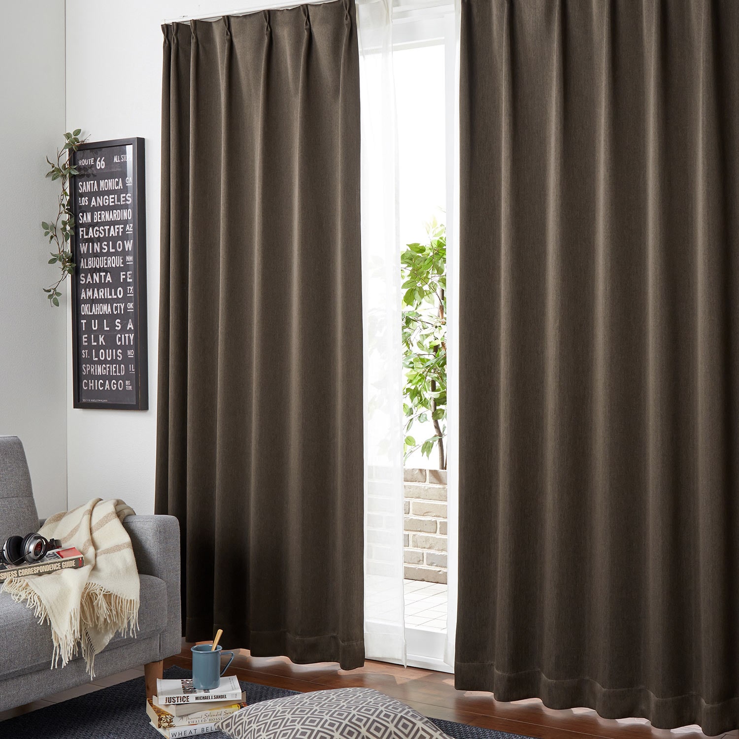 99サイズ】 シンプル無地柄の遮光・形状記憶カーテン ＜2枚組／1枚