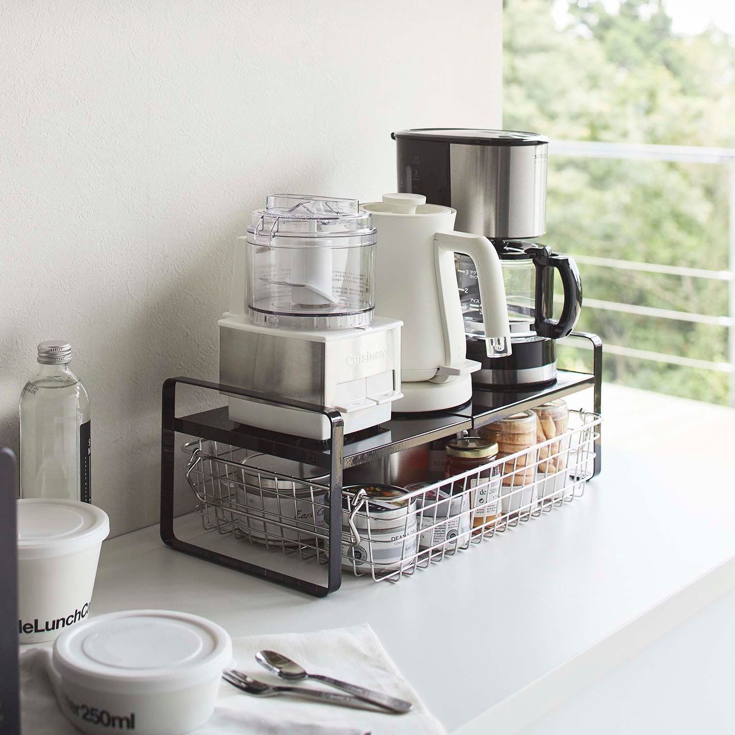 キッチン伸縮収納ラック2段（食器棚/冷蔵庫周り収納）｜(タワー/tower