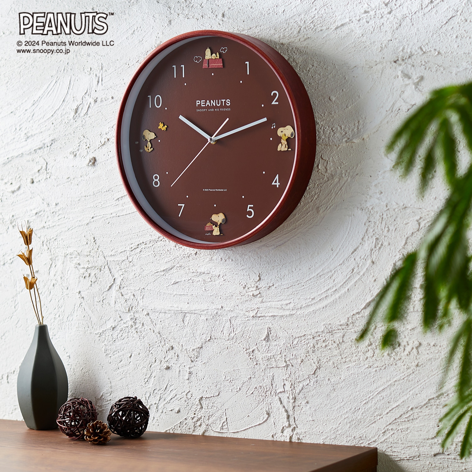 ウッドパーツ壁掛け時計「スヌーピー」(ピーナッツ/PEANUTS)｜通販の