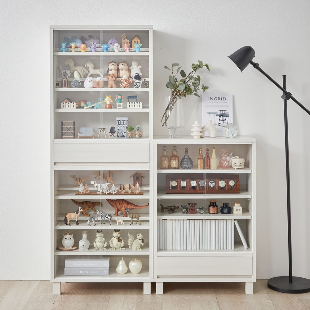 3/16まで大型送料無料】 ダブル棚板のコレクションキャビネット｜通販