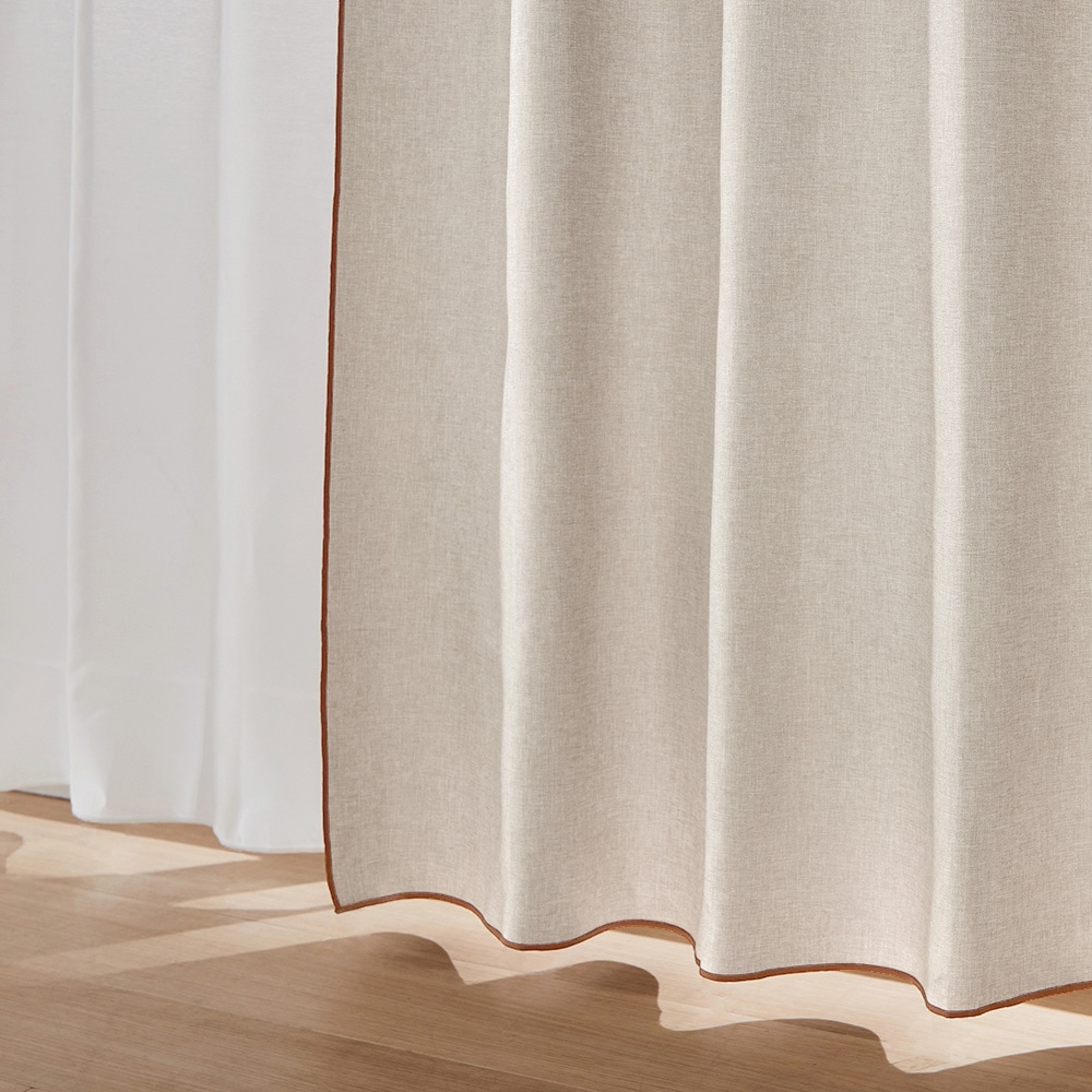 セット】 程よく光を取り入れる。リネン調のカーテン＆UVカット・遮熱
