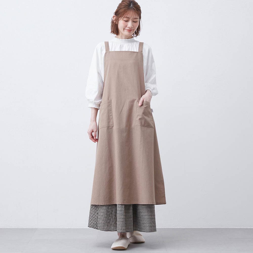 綿麻ワンピｰス風エプロン(ブルーリミテッド/Blue Limited.)｜通販の