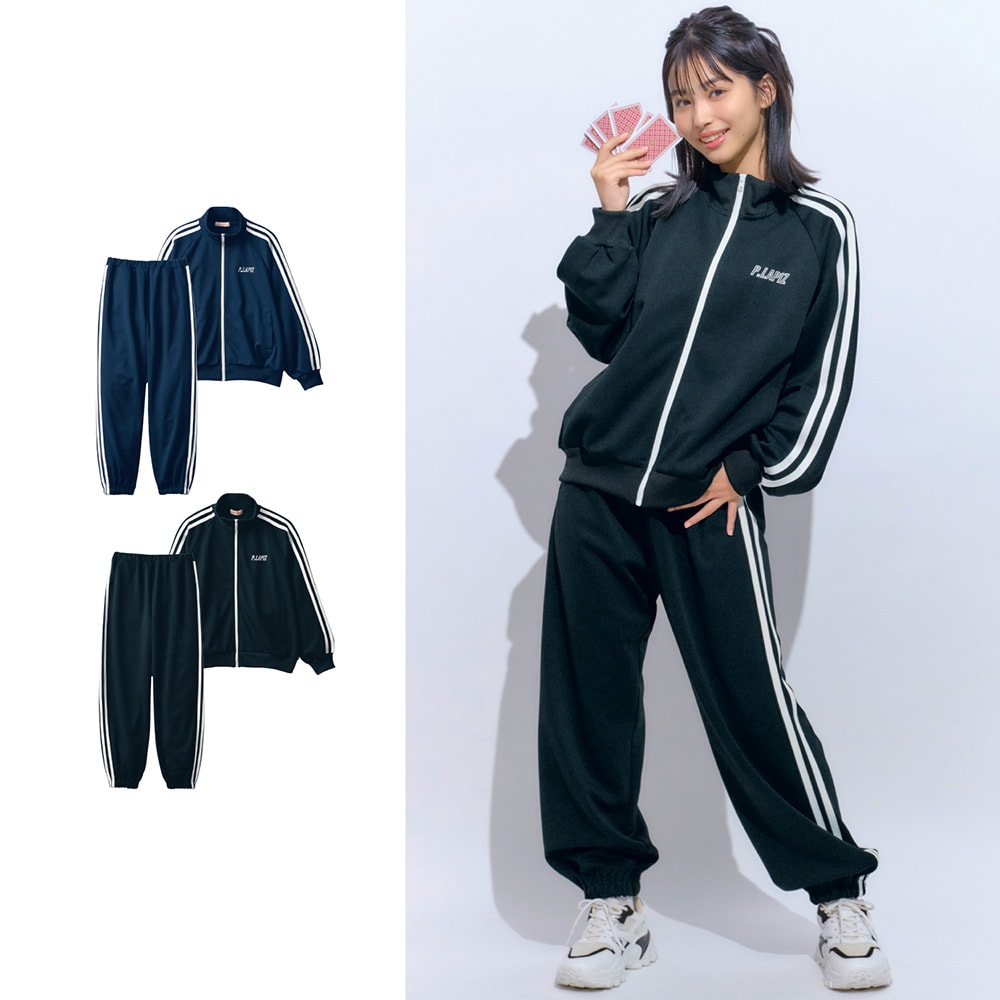 ライン入りガールズジャージ上下セット 【子供服 長袖】(パペル ラピス