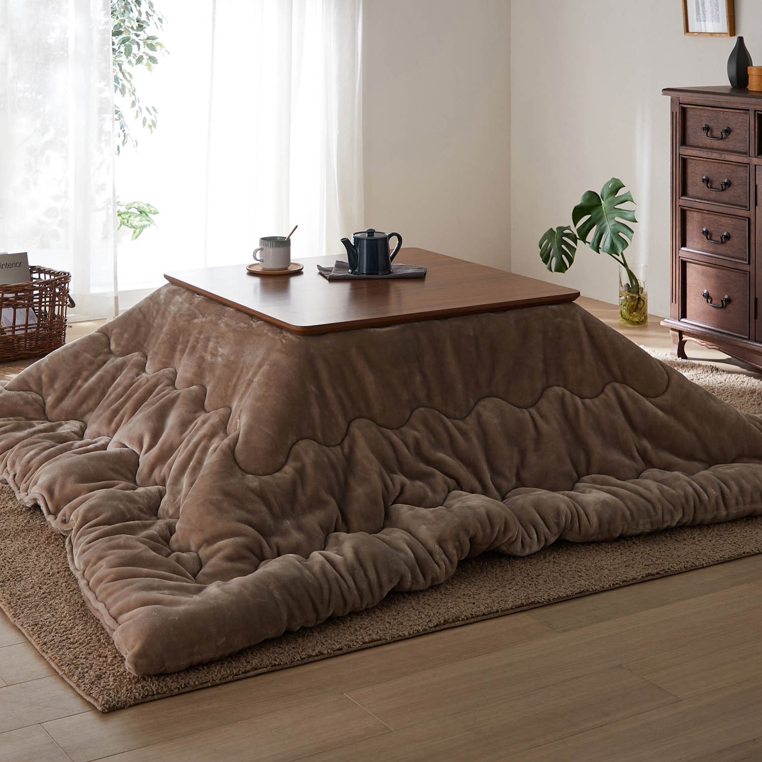 ヒーターが選べる年中使えるデザインにこだわったこたつテーブル ＜幅