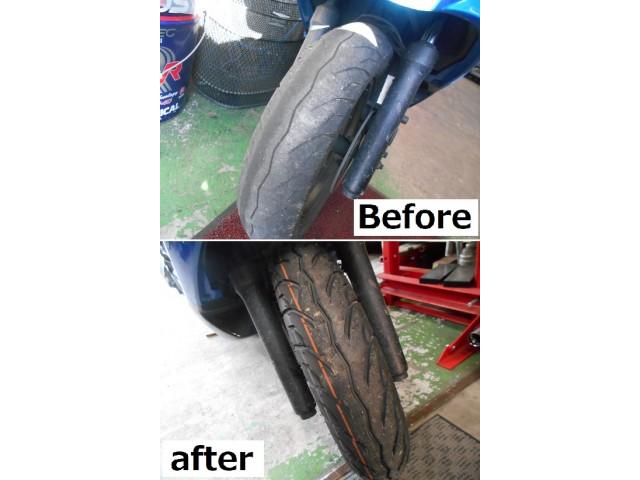 スズキ/アドレスV125G 前後タイヤ交換 徳島県 徳島市 エアーバルブ交換