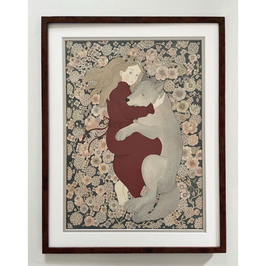 月で眠る 」 art インテリアデザイン アクリル画 月で眠る」art